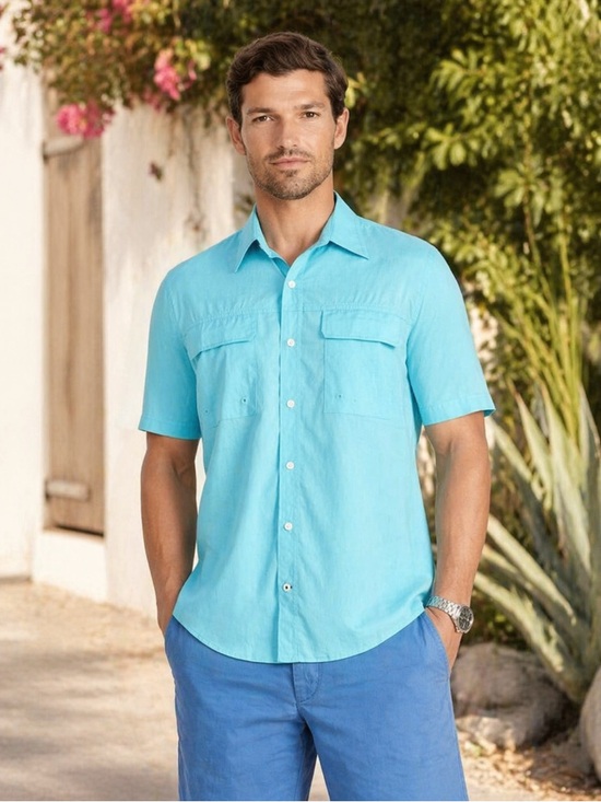 Izod Other - IZOD MENS SURFSIDE BEACH WOVEN SHORT SLEEVE BUTTON DOWN SHIRT SMALL NWOT